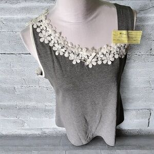 Boutique Gray sleeveless one shoulder laced top